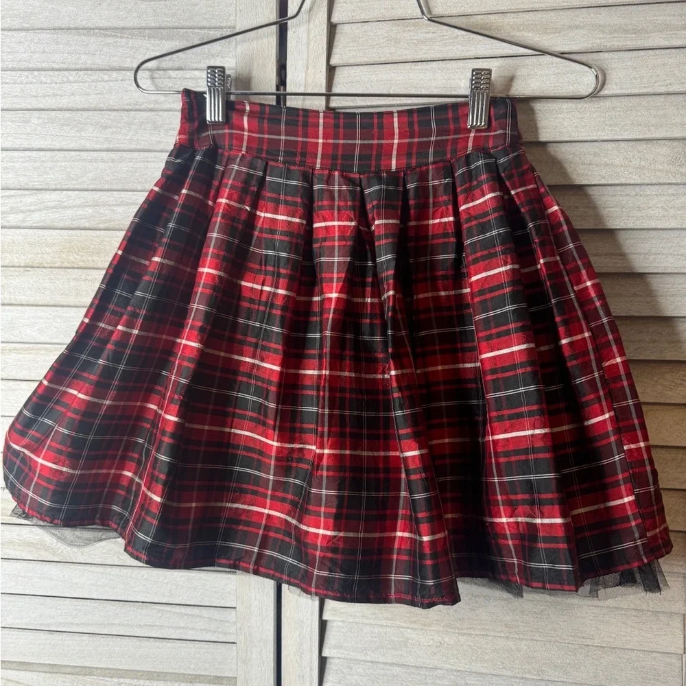 Gymboree Red Black Plaid Skirt Girls Size 6 Tartan Holiday Twirl Skater Skirt